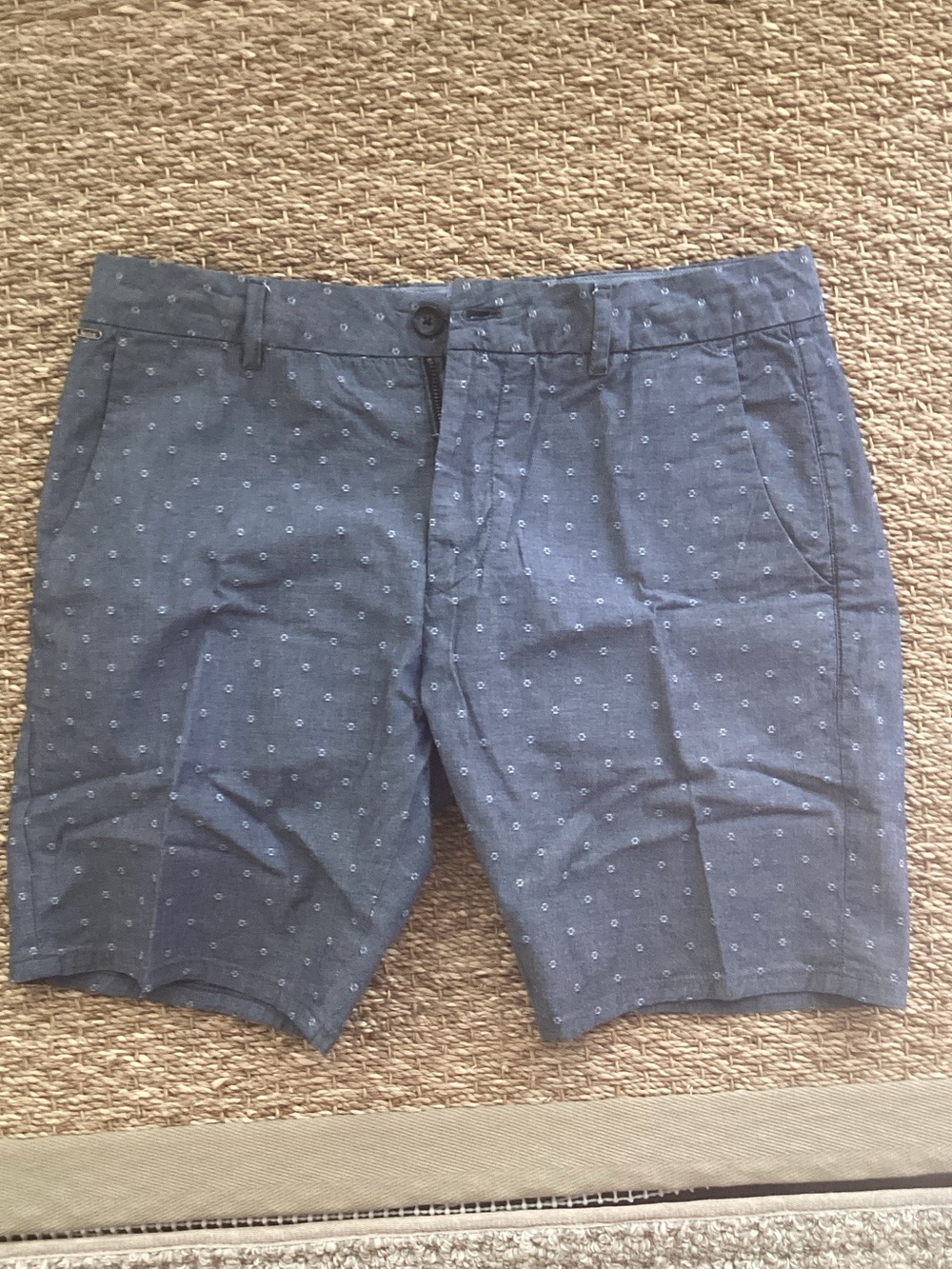 Scotch & Soda Navy Blue Micro-Print Flat Front Shorts